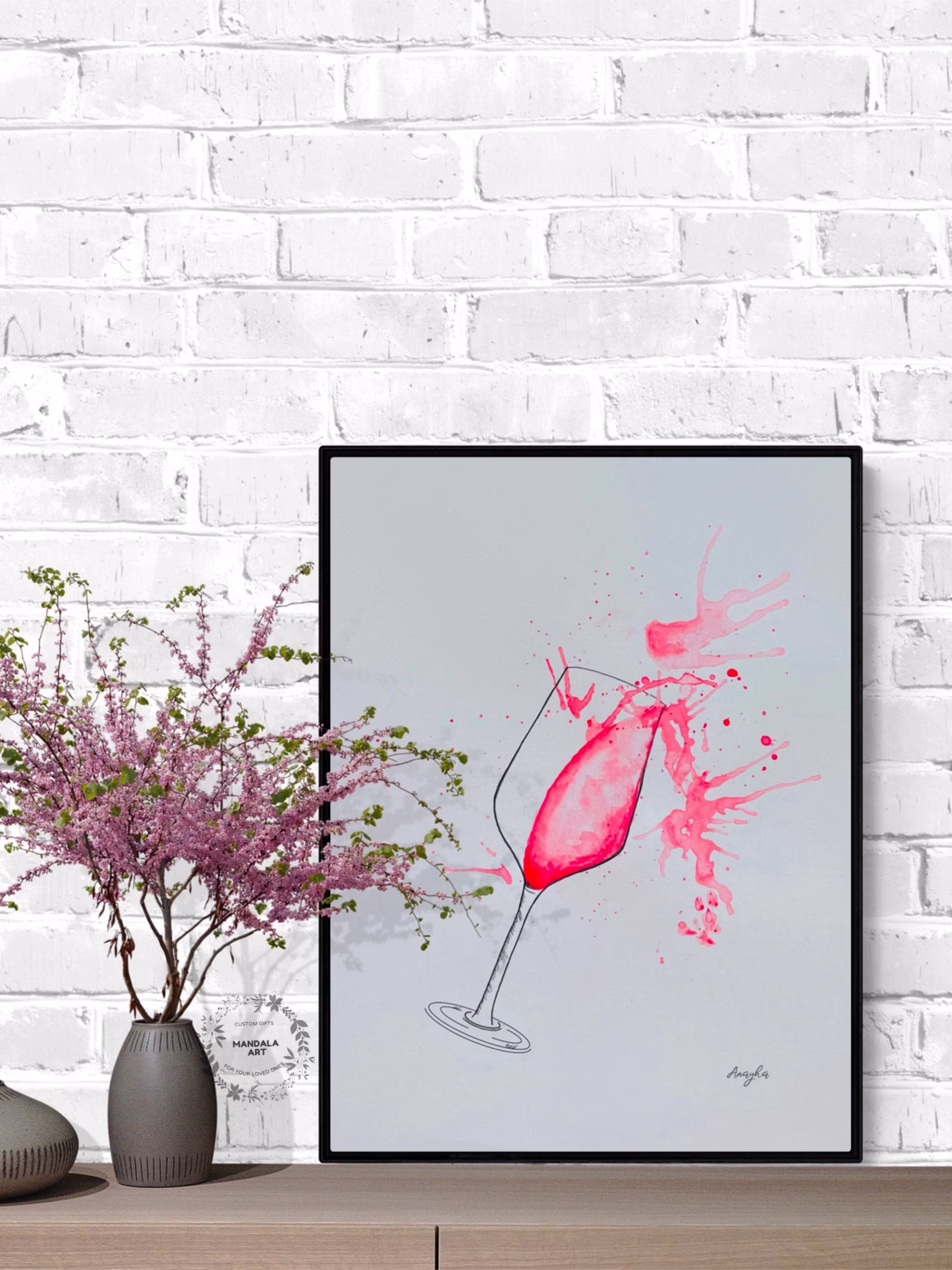 Splash Of Wine | Wine Lovers Glass Red Printable Wall Art Decor For Dining Print Gift