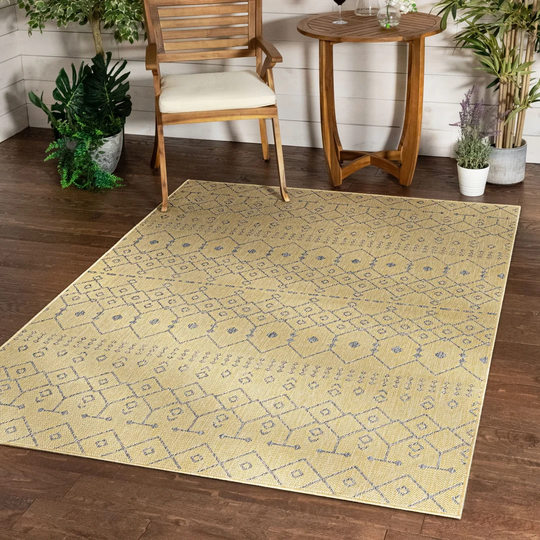 Medusa Nord Tribal Tufted Yellow Indoor/Outdoor Rug