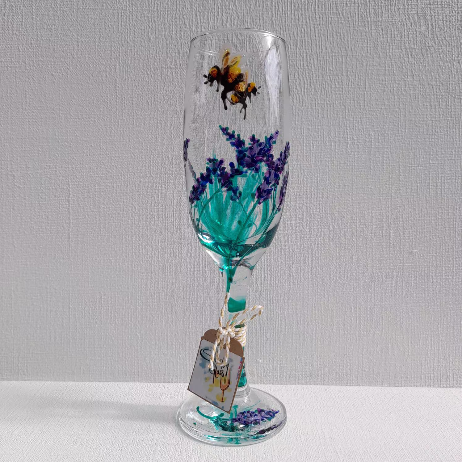 Lay-Zzzeee Lavender, Champagne Flute, Hand Painted Glass | Can Personalise For Free Unique, Perfect Gift To Order Her Him