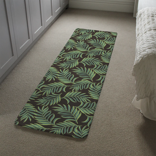 Marchant Palm Leaves Shaggy Black/Green Rug