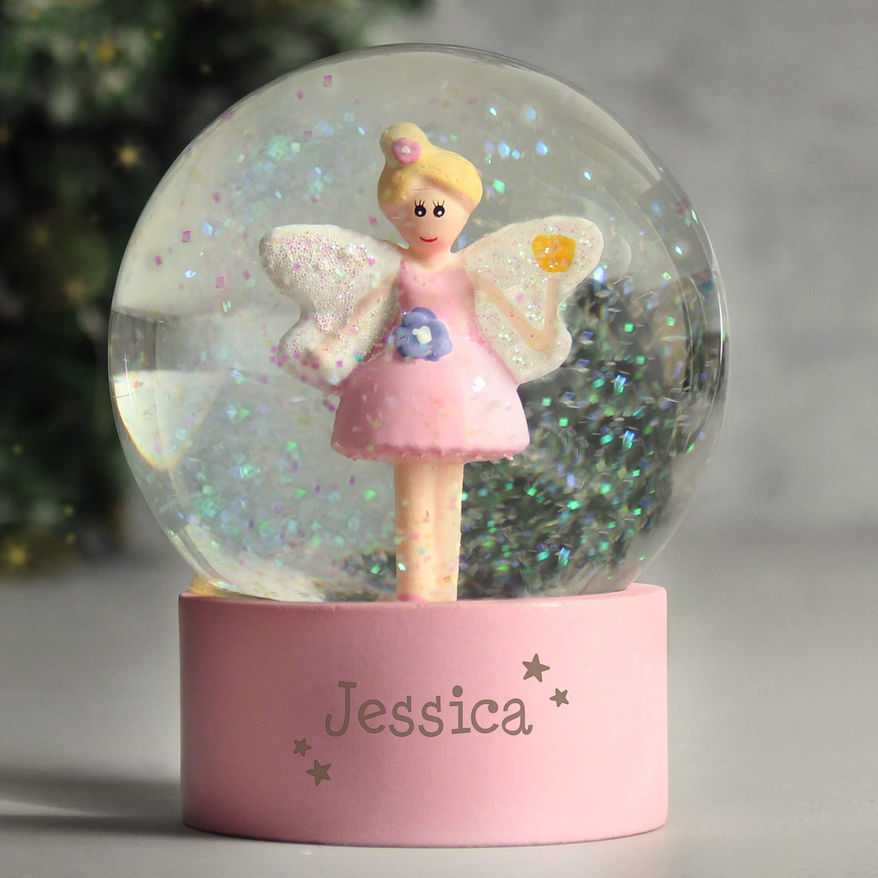 Personalised Fairy Snow Globe Glitter - Pink Girls Name New Baby Keepsake Birthday Christmas Gift Be A Unicorn