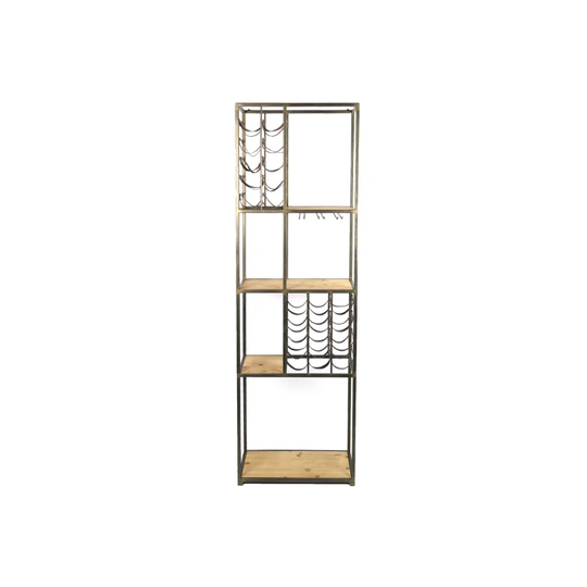 Jazlynn 10 Bottle Floor Wine Bottle & Glass Rack in Gold