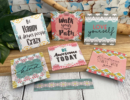 Set Of 6 Magnets, Inspirational Magnets, Square Boho Gift, Cute Gift, Bonus Shopping List, Cotton Tales
