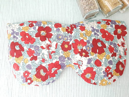 Liberty Floral Microwave Eye Pillow, Organic Oversized Eyemask, Lavender, Chamomile, Unscented Reusable Eyecare Gift, Wellbeing