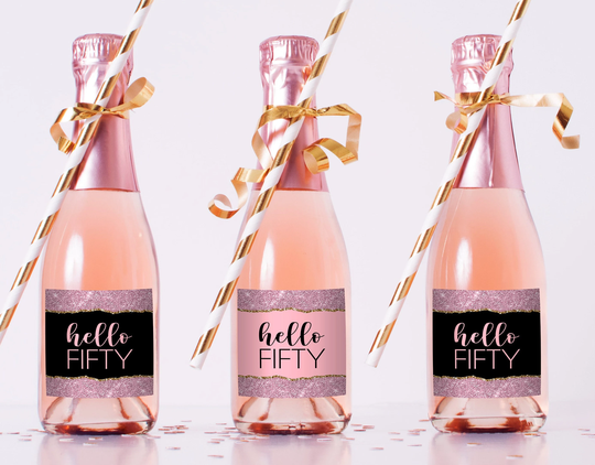 Mini Champagne Bottle Labels - 50Th Birthday Party Decorations Ideas