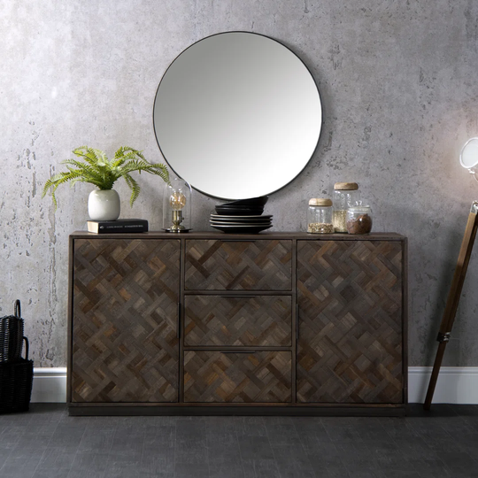 Veach 150Cm Wide 3 Drawer Acacia Solid Wood Sideboard