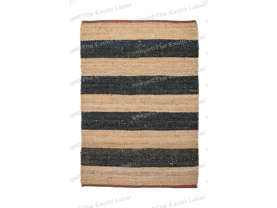 2x3, 3x5, 4x6, 5x8, 6x9, 8x10, 9x12, 10x14 Ft Black Stripes Braided Rug Jute Purely Yoga Mediation Rugs Jute Room Decor Carpet