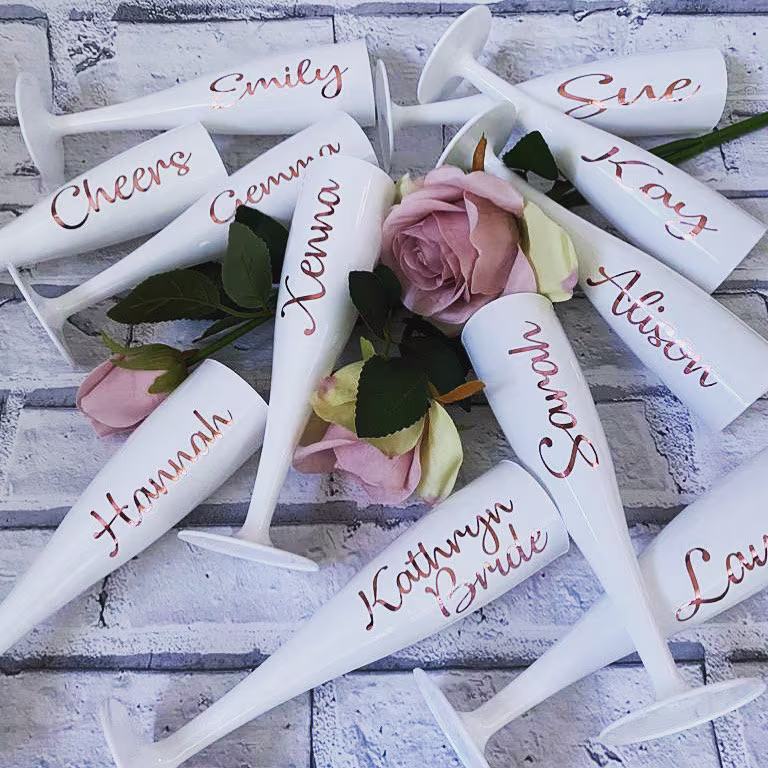 Personalised Prosecco Glass, Champagne Flutes, Personalised For Hen Party, Bride, Bridesmaid, Wedding, Spa, Hot Tub, Name, Birthday