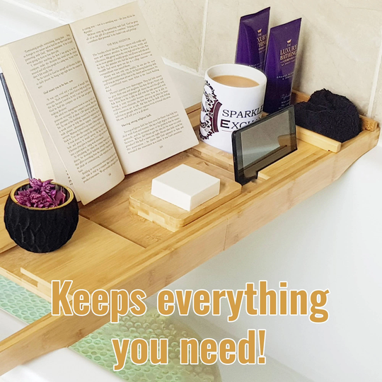 Sparkle Exchange Bathtub Tray| Bath Tray With Ipad Holder, Candle Tray, Book Stand, Wine Glass Holder & More| Perfect Gift