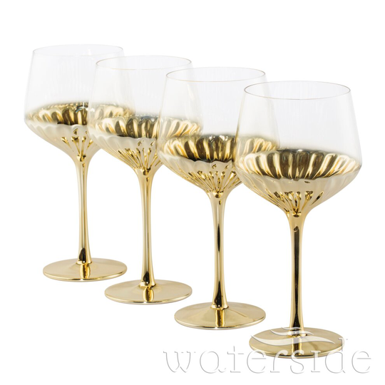 Set of 4 Glam Wine Glasses - Gold