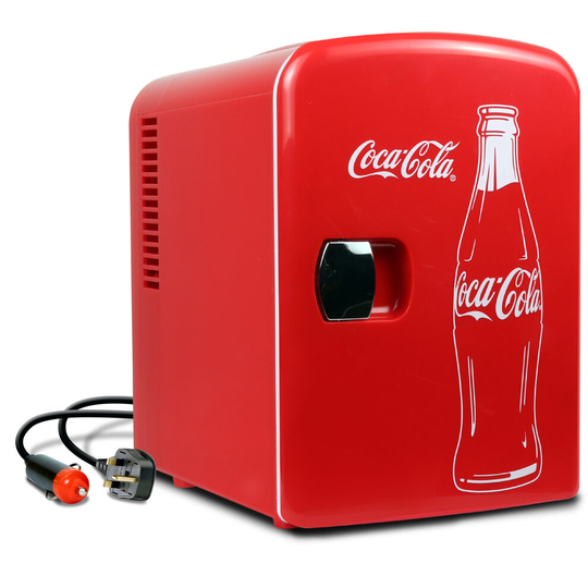 Coca Cola Classic Portable Thermoelectric Mini Fridge Warmer, 12v DC/220v AC home, dorm, car, boat, beverages, snacks, skincare, cosmetics, medication