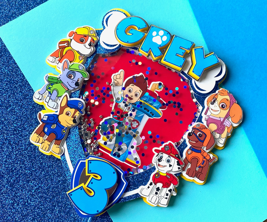 Paw Patrol Custom Cake Topper, Ryder Topper, Marshall & Chase Cake Topper, Paw 3D Shaker Topper