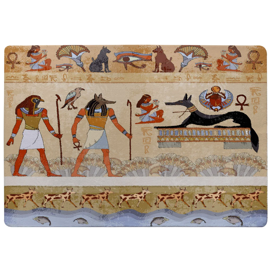 Osborn Egyptian Mythelogical Drawings Shaggy Brown Rug