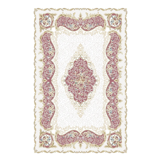 Abdulkadir Power Loom White/Pink Rug