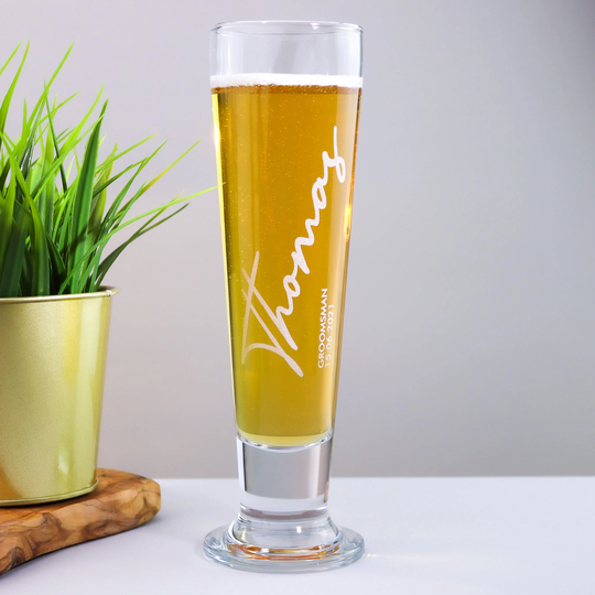 Groomsman Groomsmen Best Man Usher Gift Personalised Beer Ale Glass Birthday Christmas Wedding