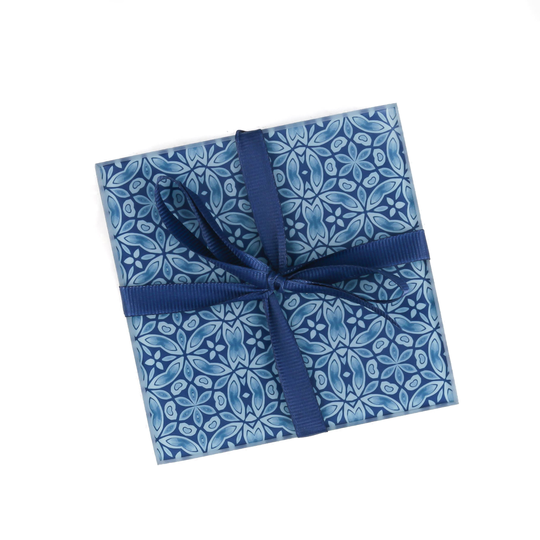 Blue Flower Coaster Set - Sailboat Gift Floral Mug Mats Wine Coffee Lover Denim Blue Kitchenware