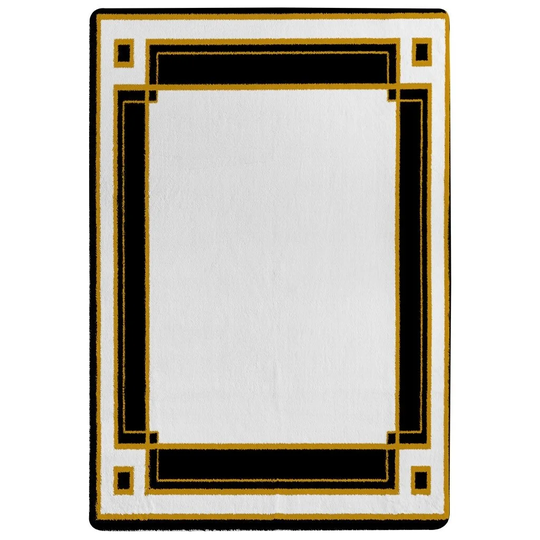 Parkinson Art Deco Designer Shaggy Black/Yellow/White Rug