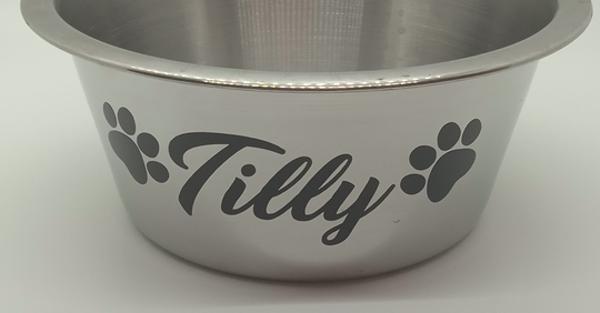 2x Personalised Pet Name Vinyl Decal Stickers For Cat/Dog Bowl/Bed Paw Prints Car Decal Sticker Wall Laptop Bumper