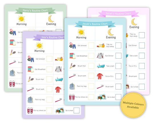 Personalised Children's Dry Wipe Routine Chart - Morning & Evening Kids Whiteboard Checklist Visual Daily Reminders Check List