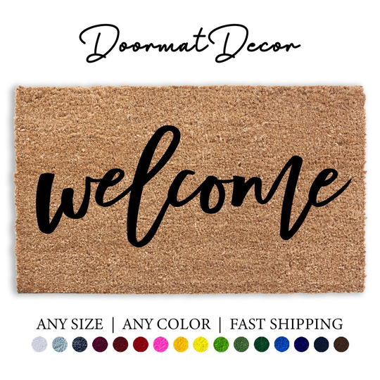 Welcome Doormat, Flocked Coir Outdoor Mat, Personalized Door Custom Rug, 3x5 Feet 36x72 Inches, Porch Patio Rug