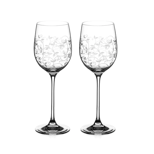 Hand Etched 370ml Lead Free Crystal White Wine Glass