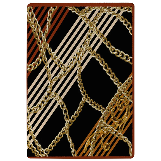 Elliott Chains and Designer Shaggy Black/Brown/Gold Rug