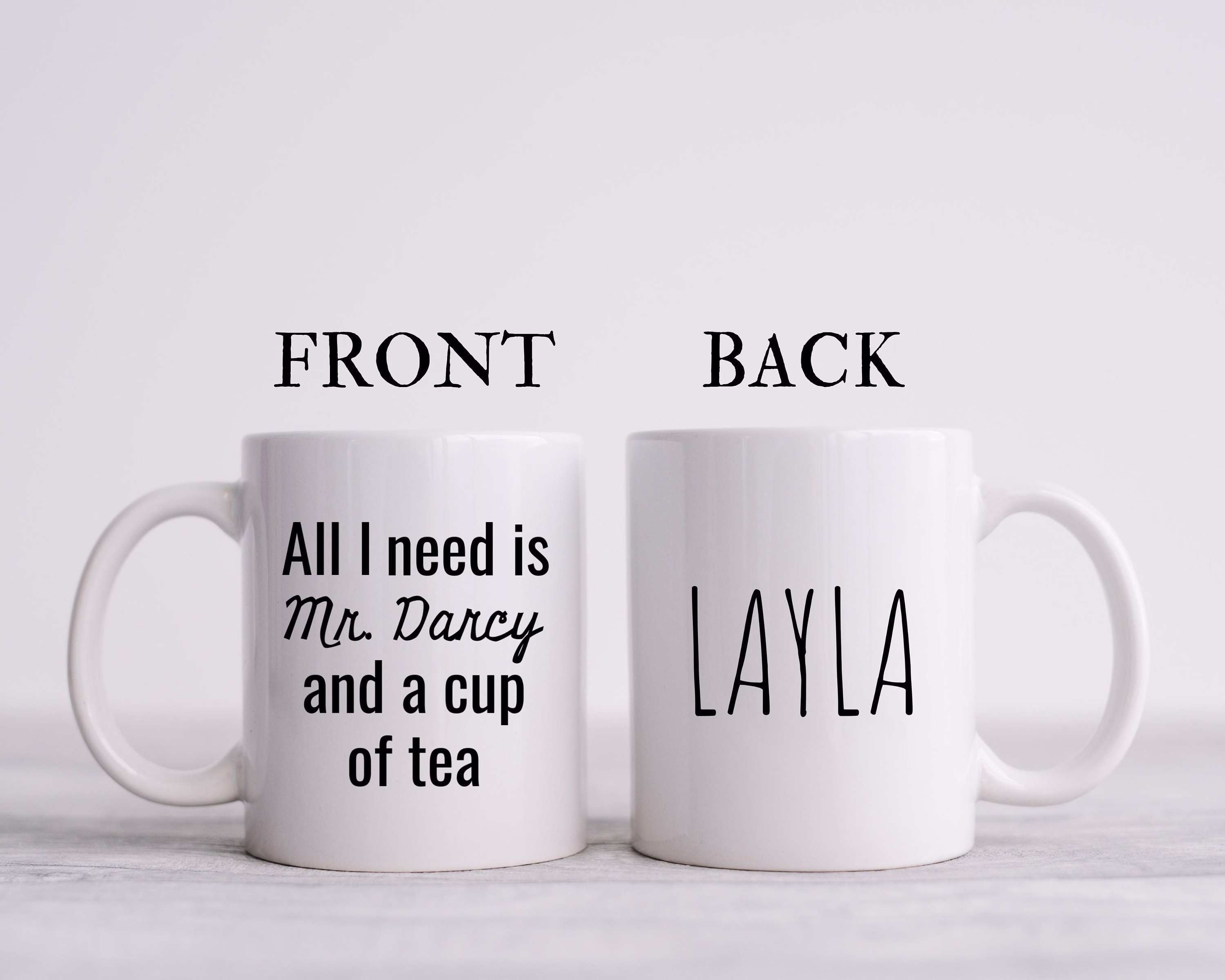 Personalized Jane Austen Mug, Mr Darcy, Pride & Prejudice, Bookish Gifts, Book Gift, Two Tone Mug