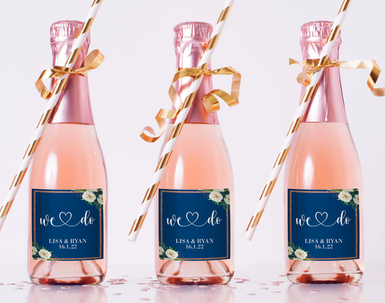 Mini Champagne Bottle Labels - Wedding Favors For Guests in Bulk Favours