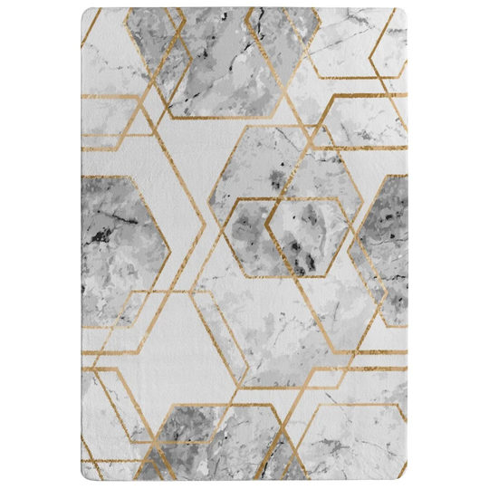 Wilkes Marble Pattern with Glitter Designer Shaggy Grey/Ivory Rug
