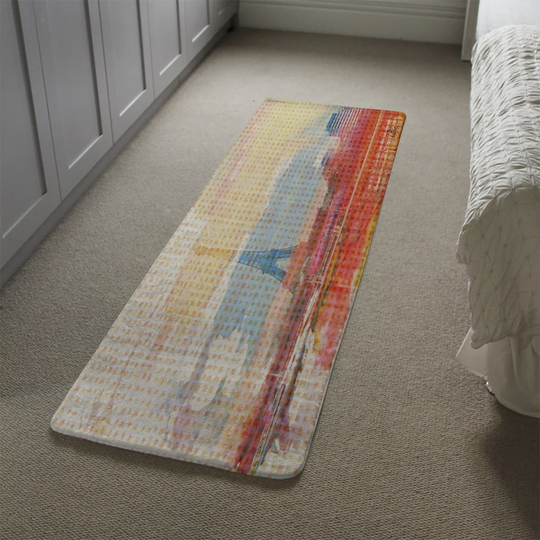 Mahon Hessian Paris Designer Shaggy Red/Blue/Yellow Rug