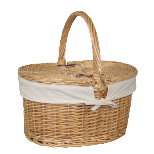 Wicker Oval Picnic Basket with Lining