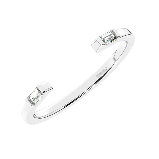 1.5 Mm Bar Set 100% Natural Baguette Cut Diamond Half Eternity Wedding Ring Available in White, Yellow, Rose Gold & Platinum