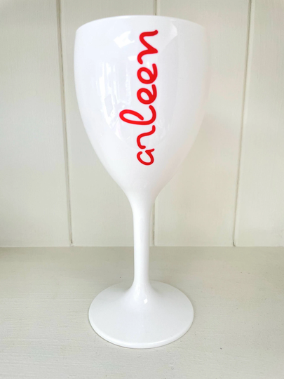 Personalised White Plastic Glass