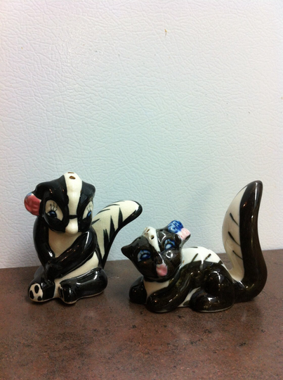 Vintage Salt & Pepper - Skunk Shakers Ceramic & Table Accent