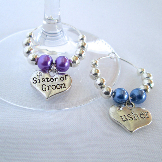 Wine Glass Name Tags, Hen Party Gift, Top Table Decoration, Wedding Charm, Personalised Pearl Decoration