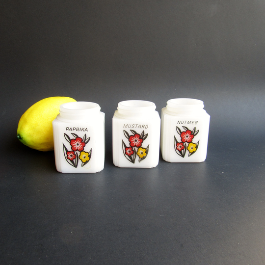 Mckee Tipp City Milk Glass Shakers; Shakers, Art Deco Spice Shakers