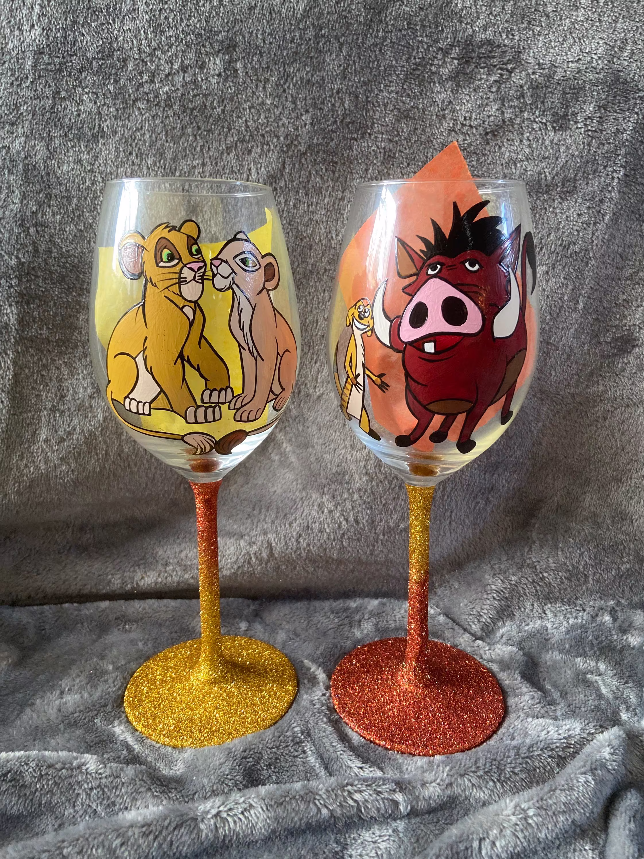 Lion King Handpainted Wine Glasses