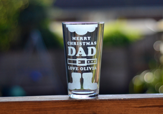 Personalised Santa Glass Dad's Pint Christmas Beer
