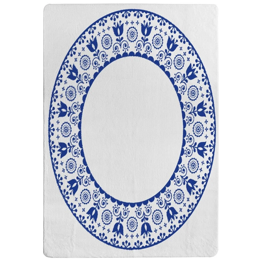 Omara Folk Art Designer Shaggy Blue/White Rug