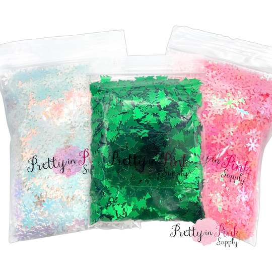 Christmas Sequin Mixed Glitter | Tree Snowflake Confetti Evregreen Snowfall