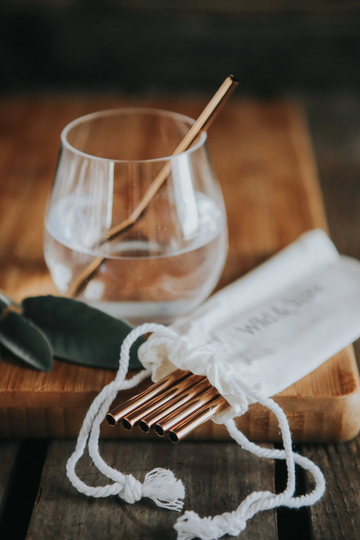 Steel Cocktail Drinking Straws - Rose Gold 6 Pack