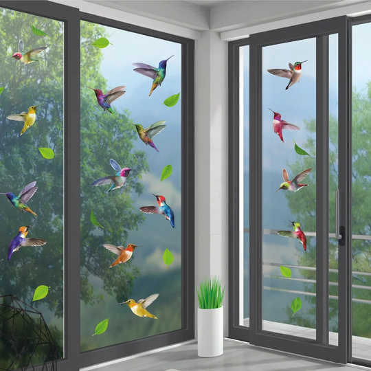12 Piece Small Hummingbirds Window Decal Set