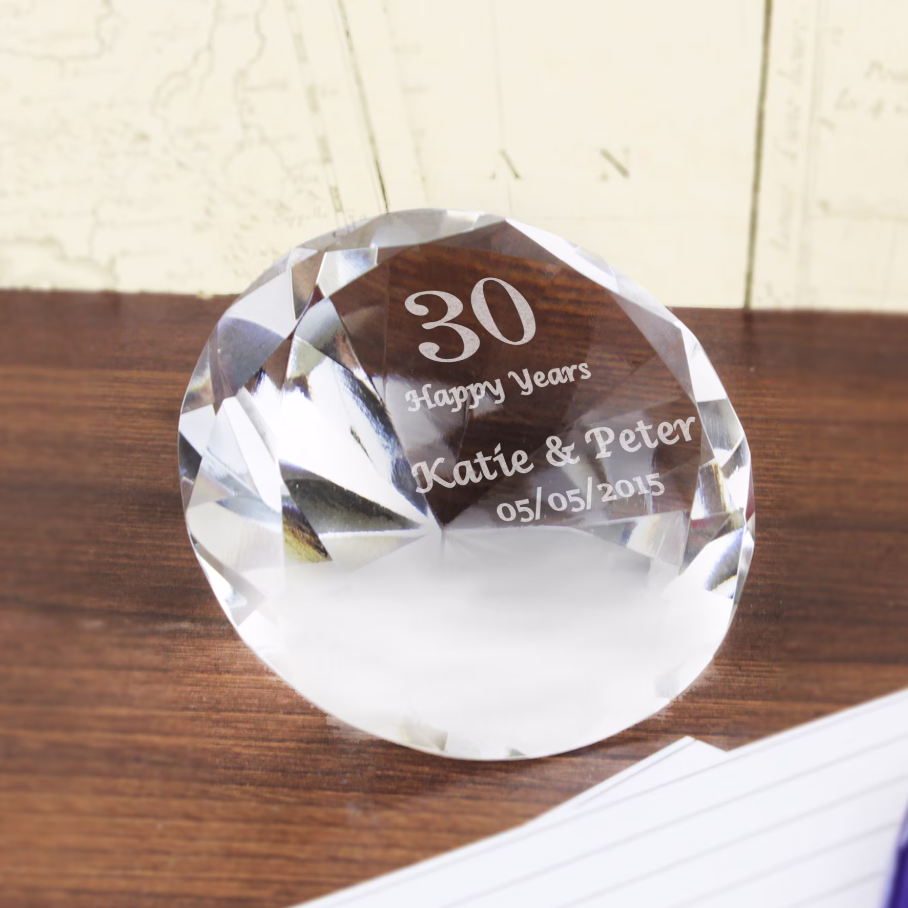 Any Number Anniversary Personalised Diamond Big Numbers Paperweight With Gift Box , Silver Anniversary Golden Anniversary Pearl