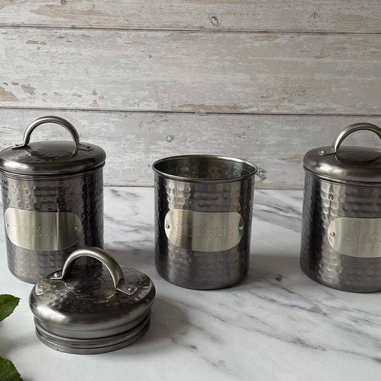 Grey Hammered Kitchen Canister & Accessories