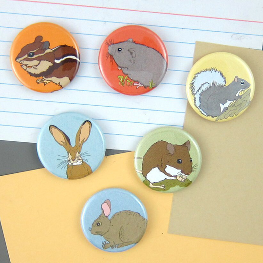 Little Critter Magnets | Boxed Set Of 6 Woodland Animals Outdoorsy Rodents Mammals Forest Friends Original Illustrations