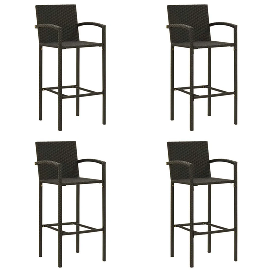 Bar Stools 4 Pcs Gray Poly Rattan