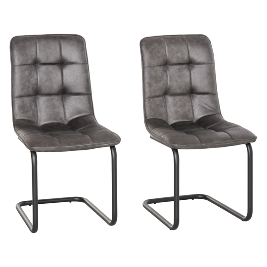 HOMCOM Set of 2 Dining Chairs Upholstered High Back Seat for Kitchen Living Room w/ Bent Metal Base | Aosom Ireland