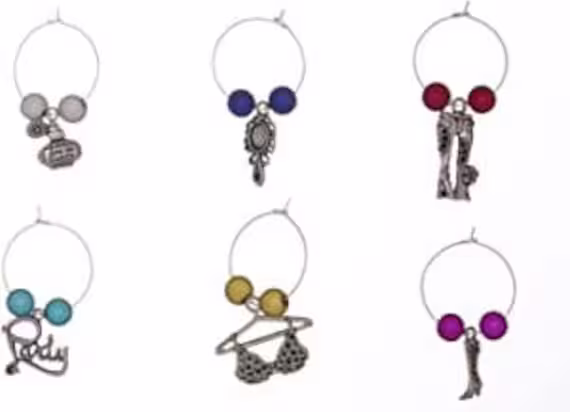 Girlie Things Wine Glass Charms By Libby's Market Place