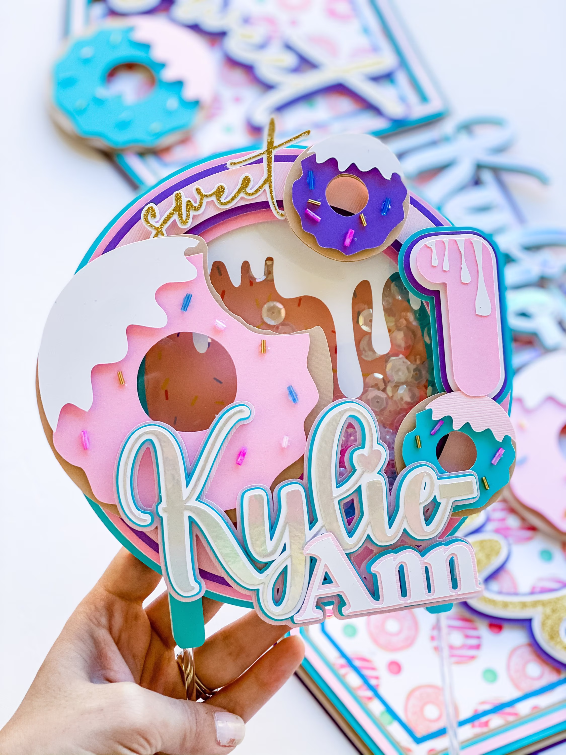 Donut Cake Topper, Donut Grow Up Party Decor, Birthday One