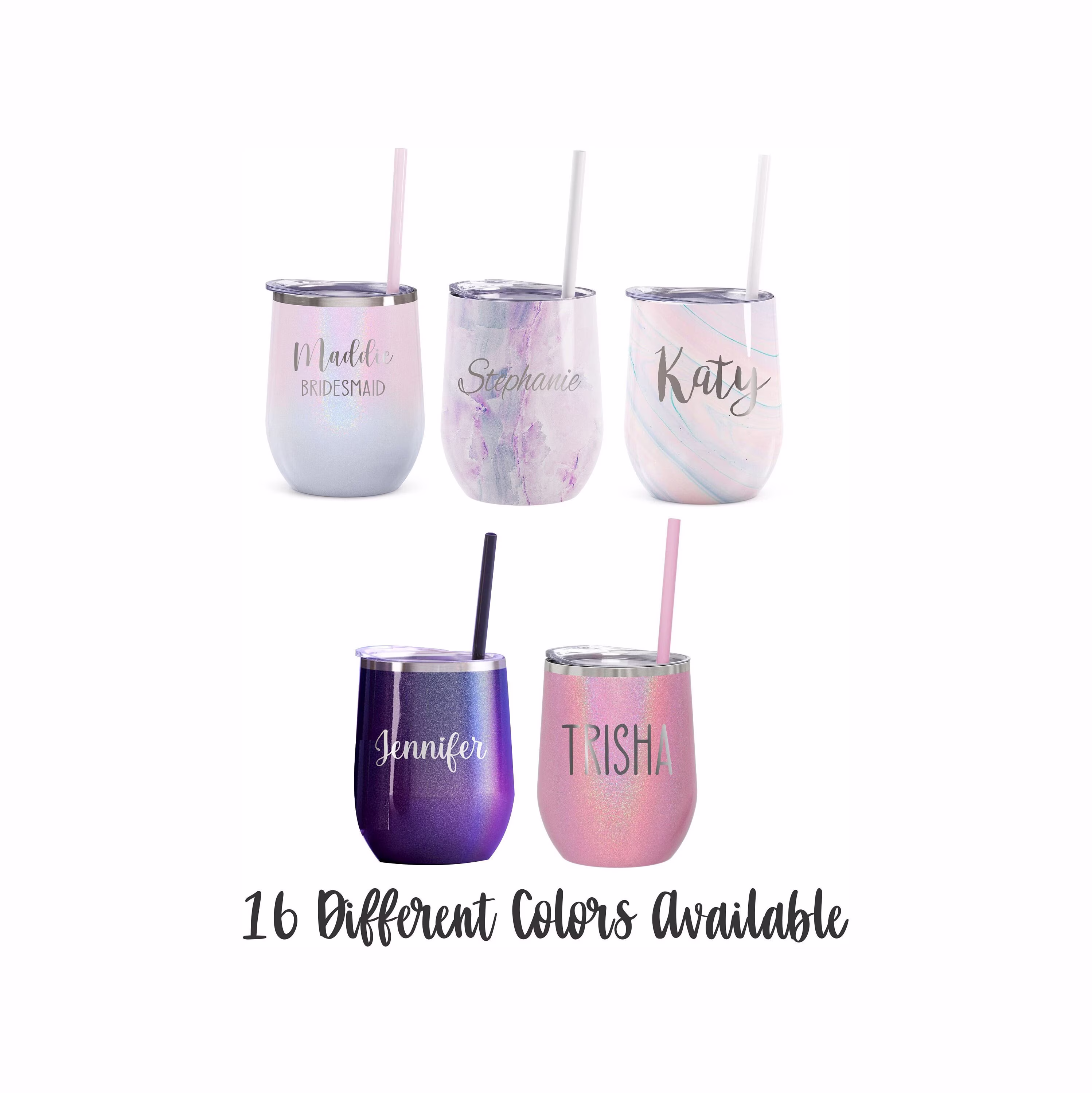 Personalized Wine Tumbler Bridesmaid Gifts Custom With Straw Cup Proposal Bachelorette Party Favors